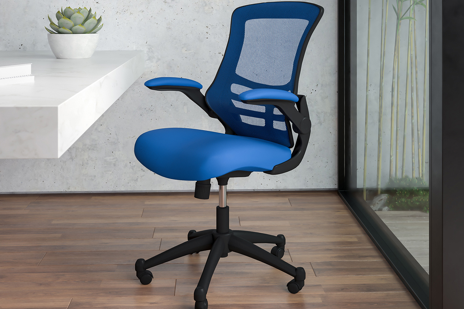 BLNK Kelista Mid-Back Mesh Swivel Ergonomic Task Office Chair with Flip-Up Arms