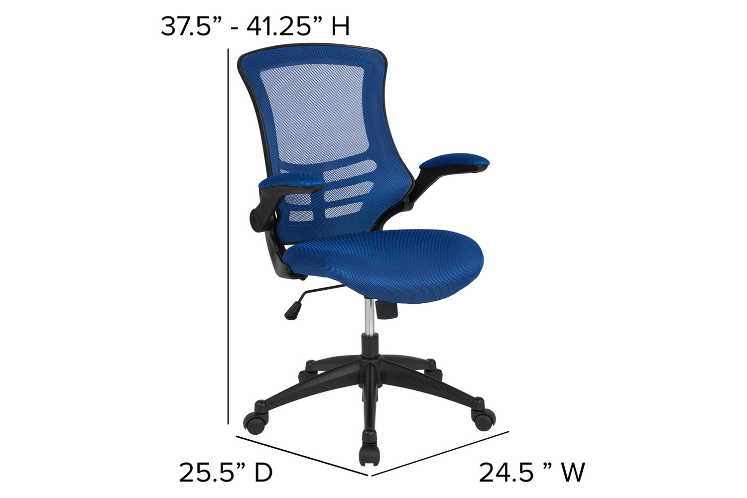 BLNK Kelista Mid-Back Mesh Swivel Ergonomic Task Office Chair with Flip-Up Arms - Blue