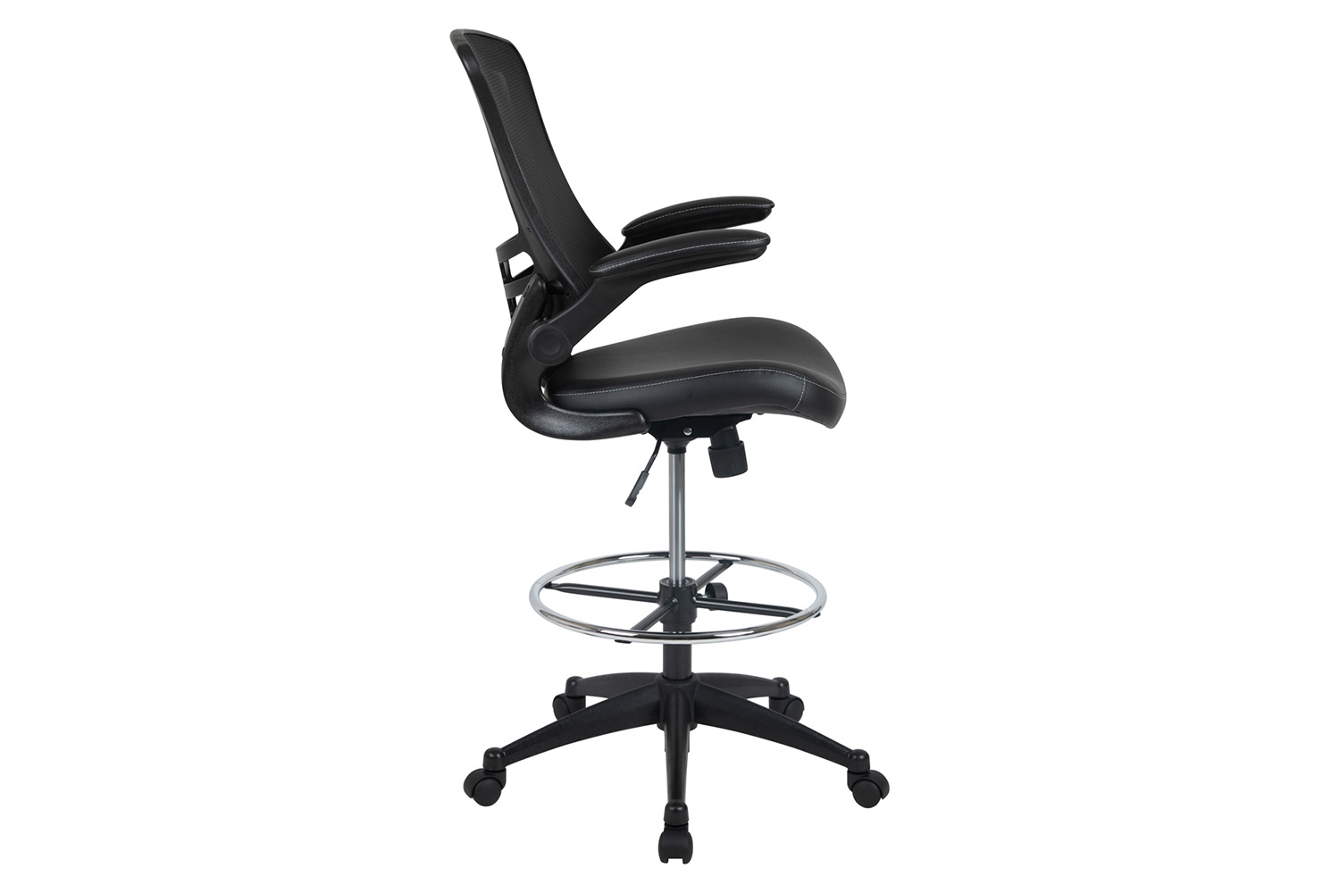 BLNK - Kelista Mid-Back Mesh Ergonomic Drafting Chair with Seat, Adjustable Foot Ring and Flip-Up Arms