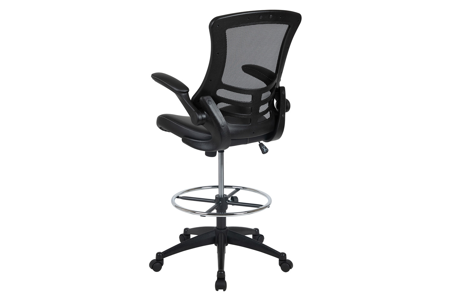 BLNK - Kelista Mid-Back Mesh Ergonomic Drafting Chair with Seat, Adjustable Foot Ring and Flip-Up Arms