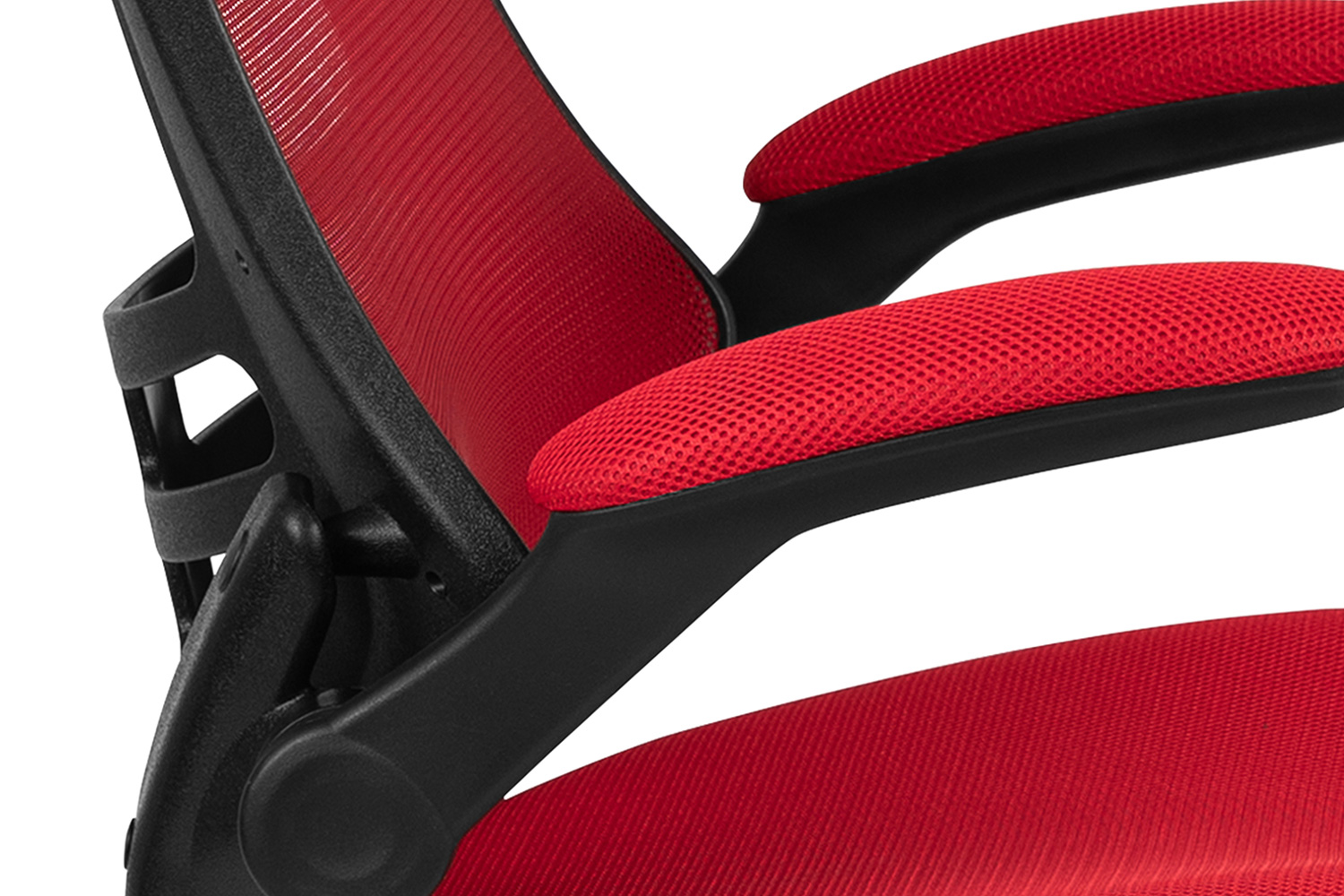 BLNK Kelista Mid-Back Mesh Ergonomic Drafting Chair with Adjustable Foot Ring and Flip-Up Arms - Red