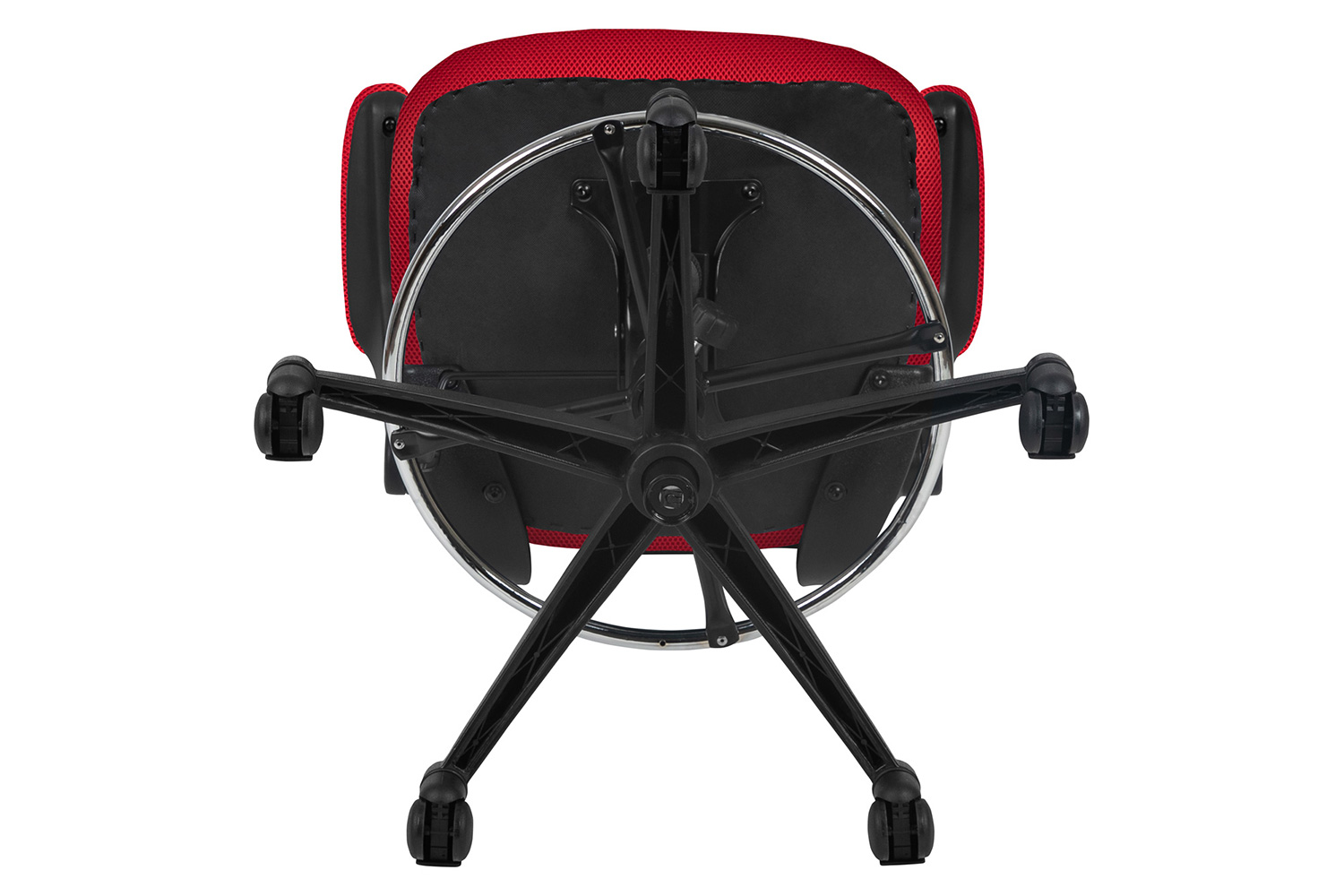 BLNK Kelista Mid-Back Mesh Ergonomic Drafting Chair with Adjustable Foot Ring and Flip-Up Arms - Red