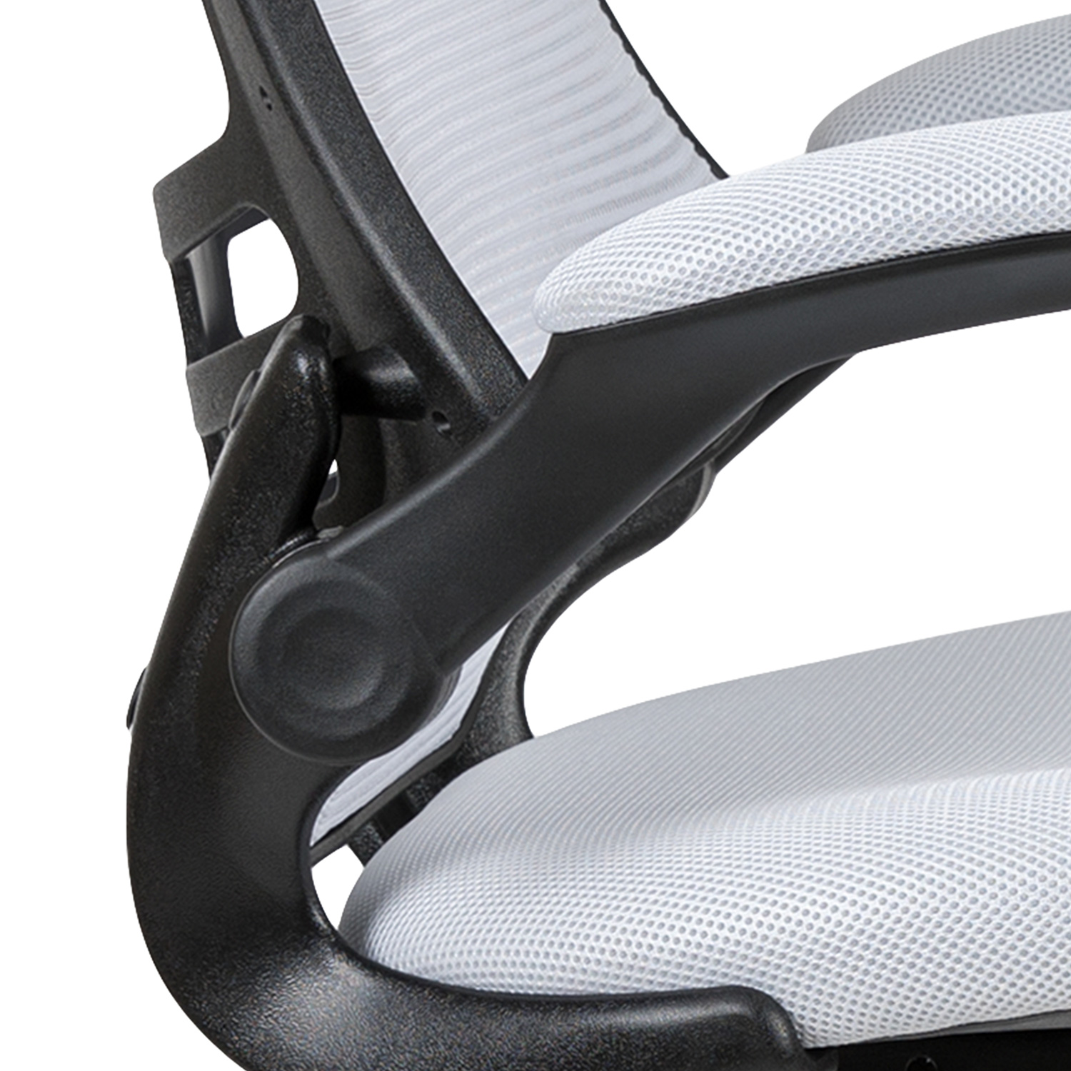 BLNK - Kelista Mid-Back White Mesh Ergonomic Drafting Chair with Adjustable Foot Ring and Flip-Up Arms