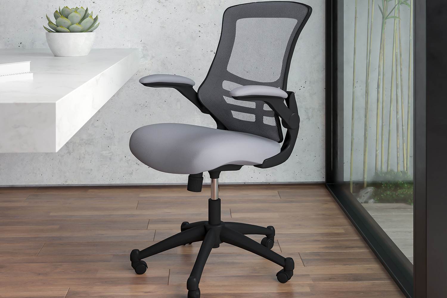 BLNK Kelista Mid-Back Mesh Swivel Ergonomic Task Office Chair with Flip-Up Arms