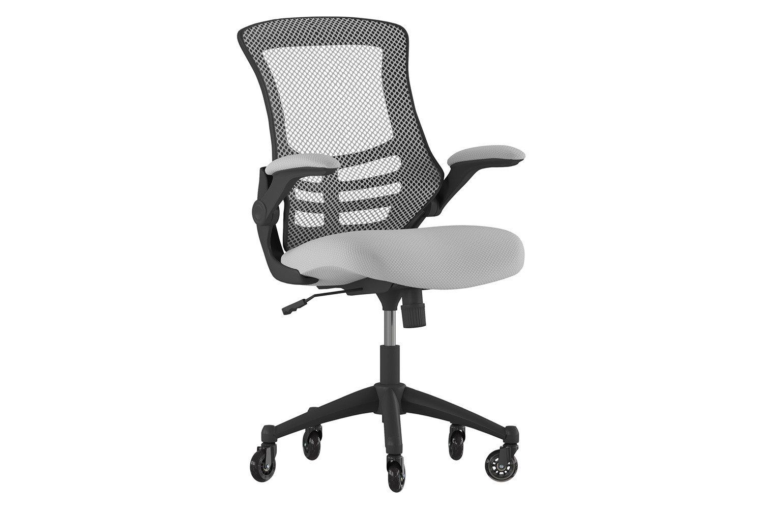 BLNK Kelista Mid-Back Mesh Swivel Ergonomic Task Office Chair with Flip-Up Arms and Transparent Roller Wheels - Dark Gray