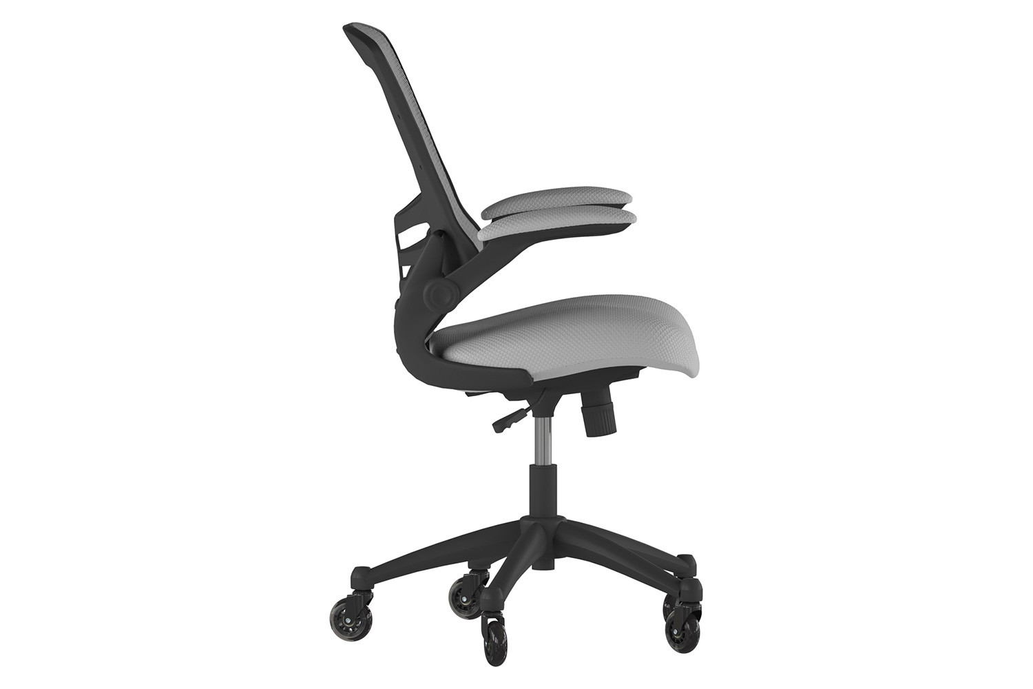 BLNK Kelista Mid-Back Mesh Swivel Ergonomic Task Office Chair with Flip-Up Arms and Transparent Roller Wheels - Dark Gray