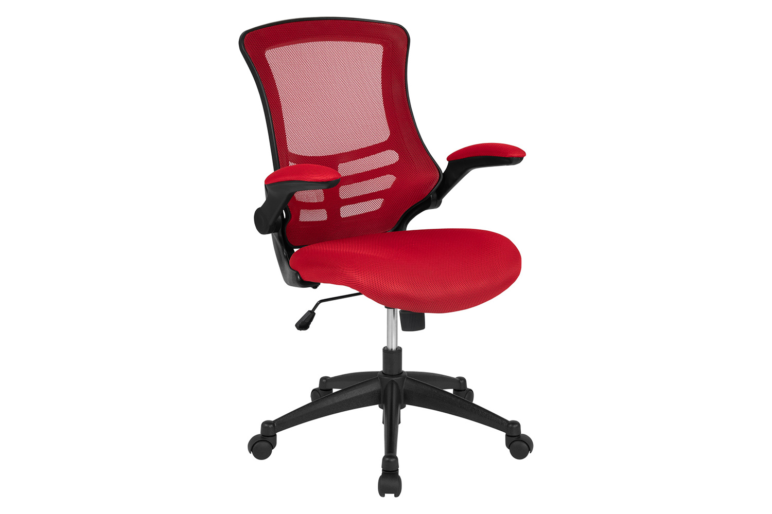 BLNK Kelista Mid-Back Mesh Swivel Ergonomic Task Office Chair with Flip-Up Arms - Red