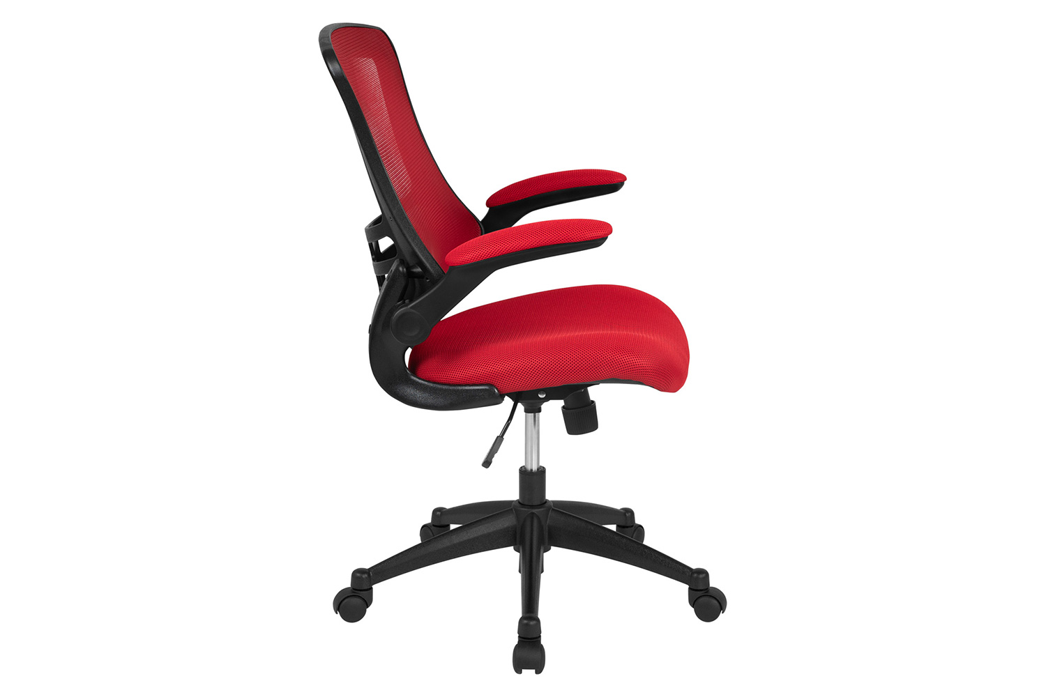 BLNK Kelista Mid-Back Mesh Swivel Ergonomic Task Office Chair with Flip-Up Arms - Red