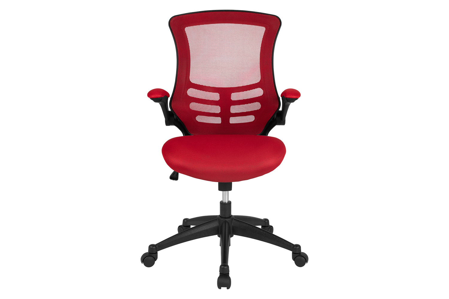 BLNK Kelista Mid-Back Mesh Swivel Ergonomic Task Office Chair with Flip-Up Arms - Red