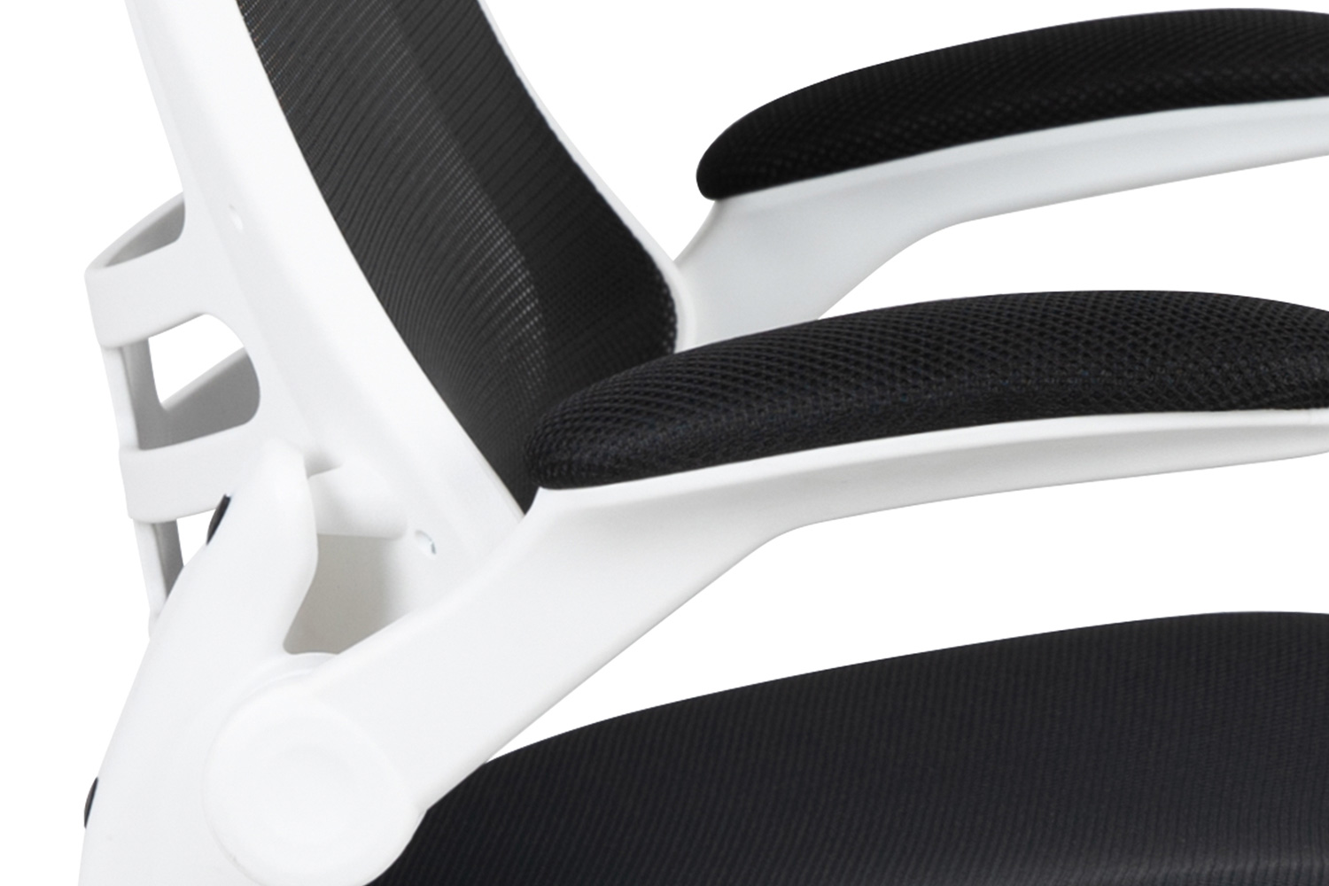 BLNK Kelista Mid-Back Mesh Swivel Ergonomic Task Office Chair with White Frame and Flip-Up Arms - Black