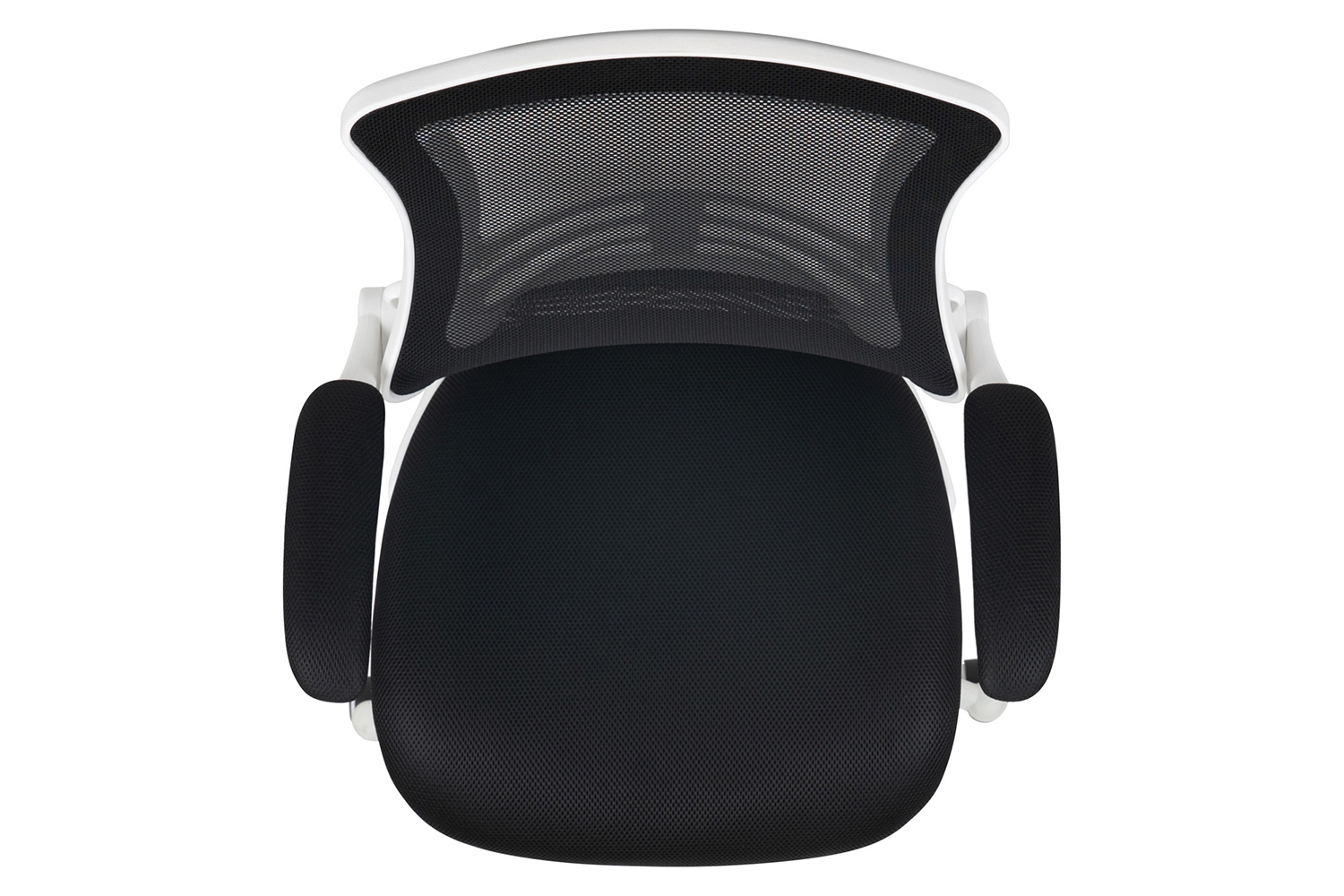 BLNK Kelista Mid-Back Mesh Swivel Ergonomic Task Office Chair with White Frame and Flip-Up Arms - Black