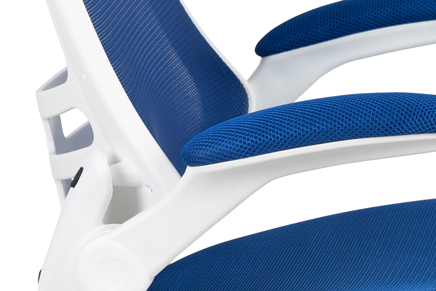 BLNK Kelista Mid-Back Mesh Swivel Ergonomic Task Office Chair with White Frame and Flip-Up Arms - Blue