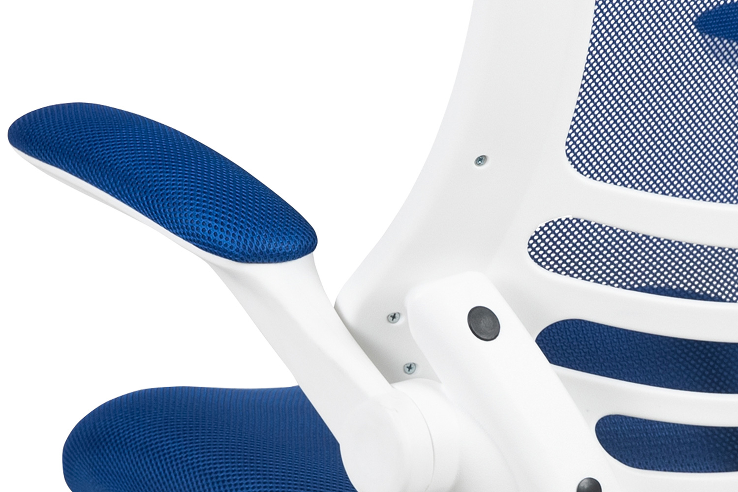 BLNK Kelista Mid-Back Mesh Swivel Ergonomic Task Office Chair with White Frame and Flip-Up Arms - Blue