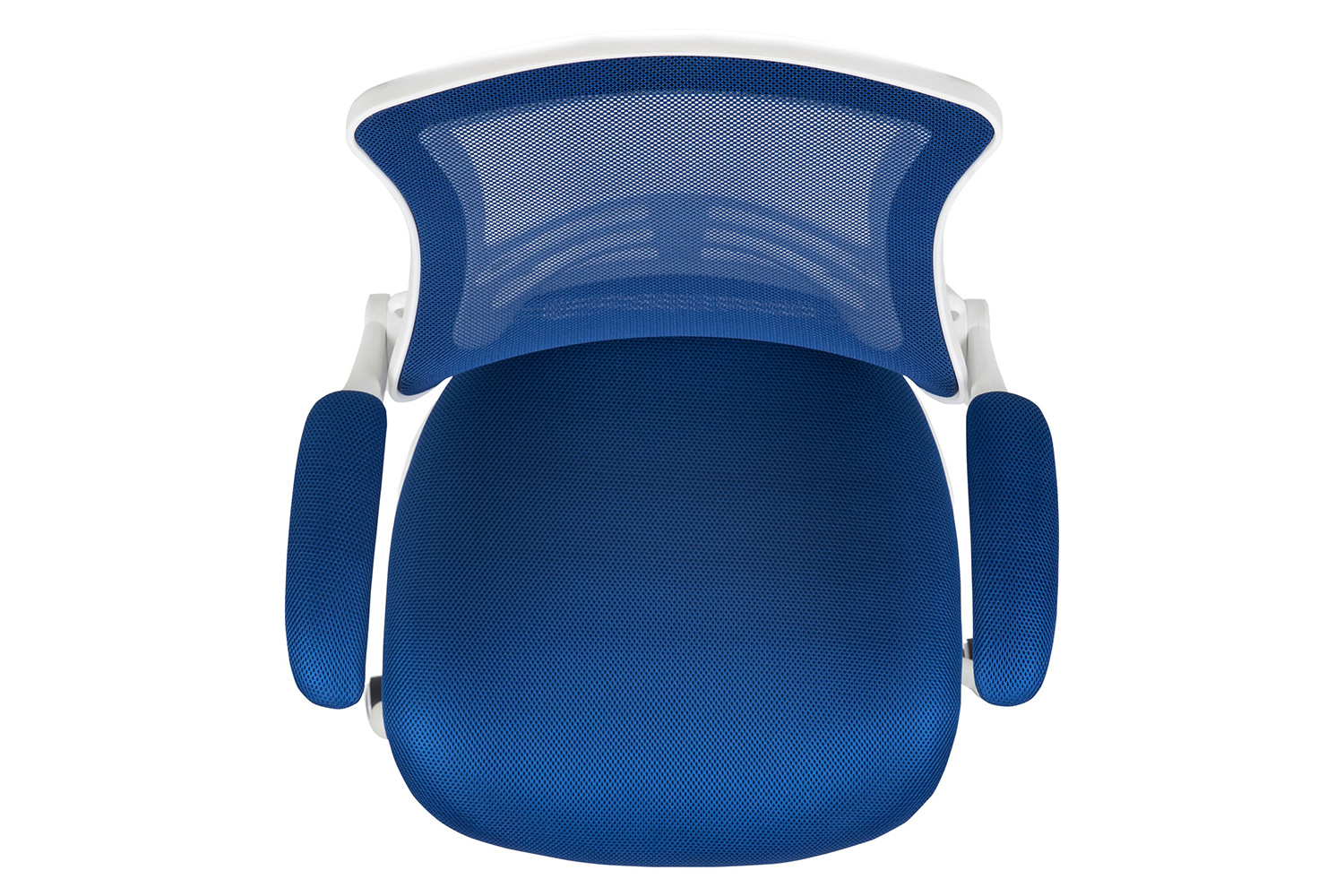 BLNK Kelista Mid-Back Mesh Swivel Ergonomic Task Office Chair with White Frame and Flip-Up Arms - Blue