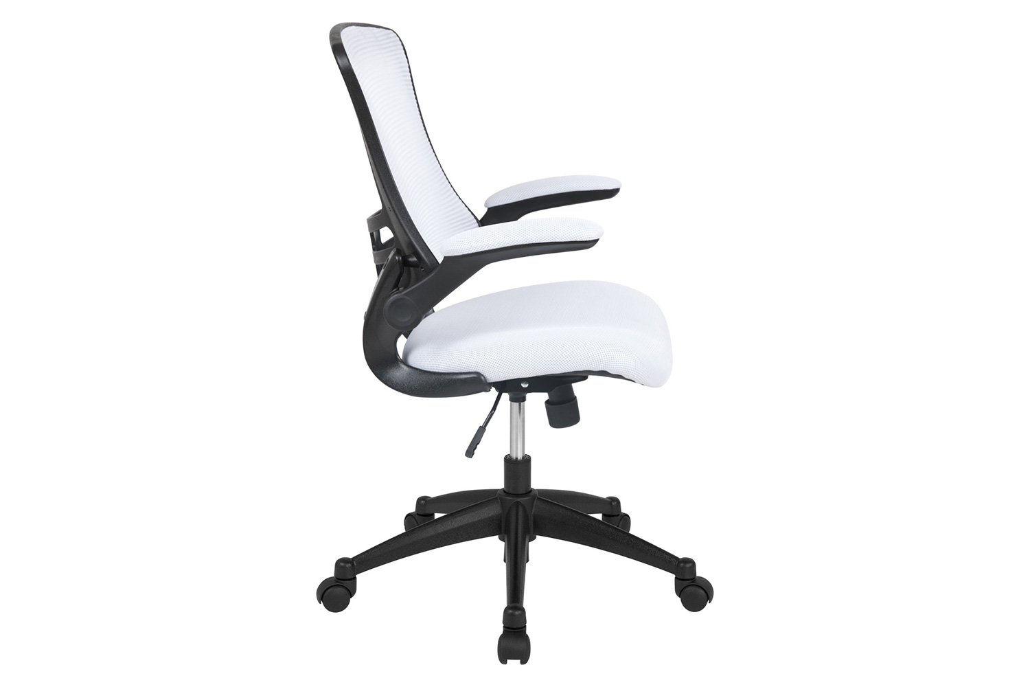 BLNK Kelista Mid-Back Mesh Swivel Ergonomic Task Office Chair with Flip-Up Arms - White