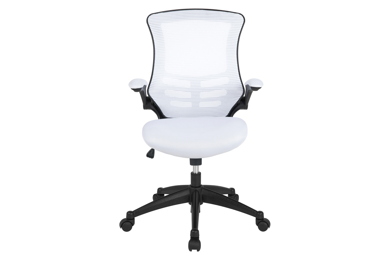 BLNK Kelista Mid-Back Mesh Swivel Ergonomic Task Office Chair with Flip-Up Arms - White