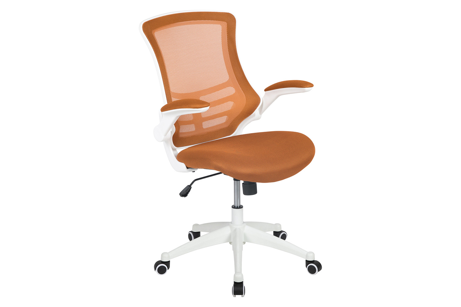 BLNK Kelista Mid-Back Mesh Swivel Ergonomic Task Office Chair with White Frame and Flip-Up Arms - Tan