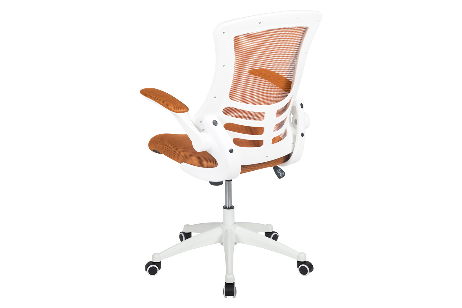 BLNK Kelista Mid-Back Mesh Swivel Ergonomic Task Office Chair with White Frame and Flip-Up Arms - Tan