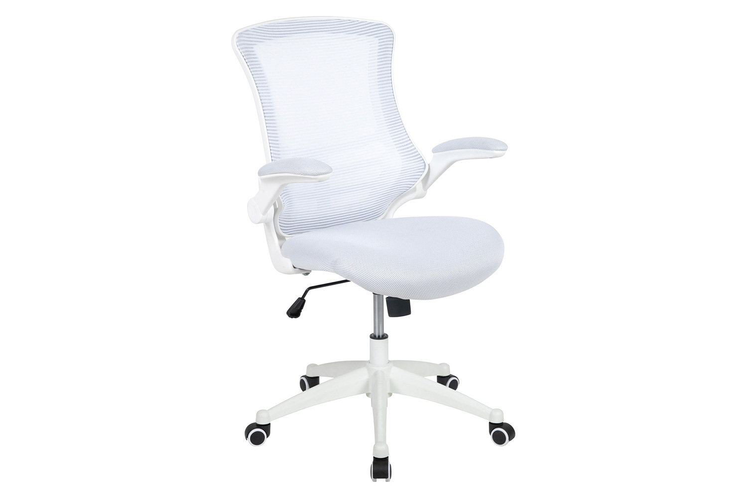 BLNK Kelista Mid-Back Mesh Swivel Ergonomic Task Office Chair with White Frame and Flip-Up Arms - White