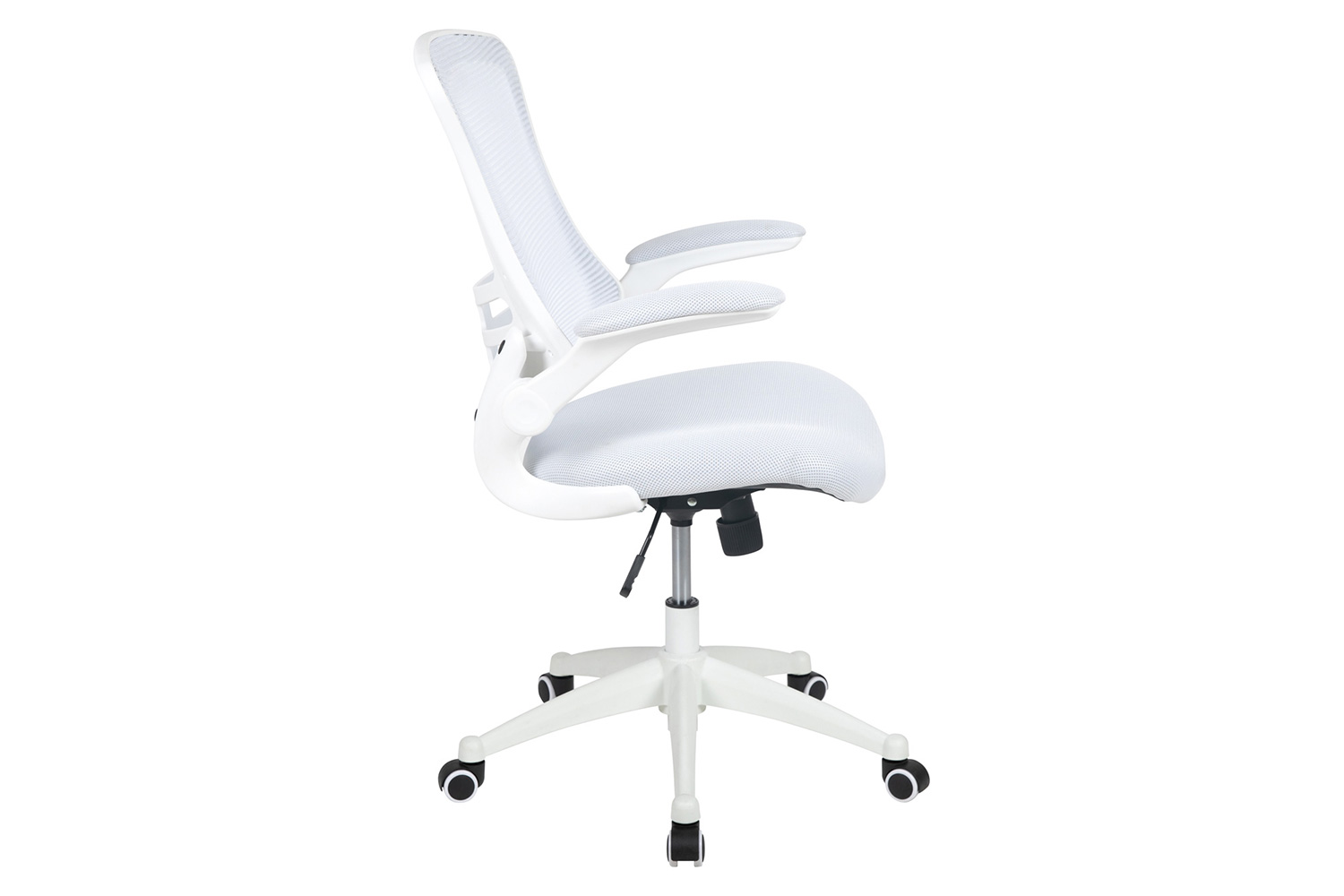 BLNK Kelista Mid-Back Mesh Swivel Ergonomic Task Office Chair with White Frame and Flip-Up Arms - White