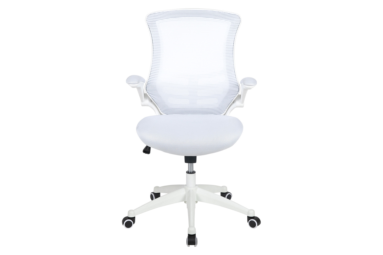 BLNK Kelista Mid-Back Mesh Swivel Ergonomic Task Office Chair with White Frame and Flip-Up Arms - White