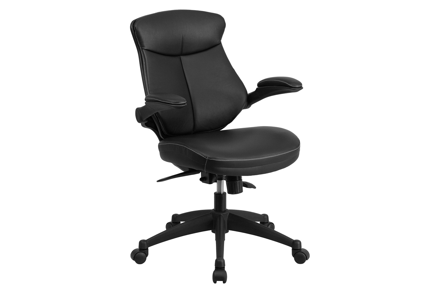 BLNK - Kale LeatherSoft Mid-Back Executive Swivel Ergonomic Office Chair with Back Angle Adjustment and Flip-Up Arms