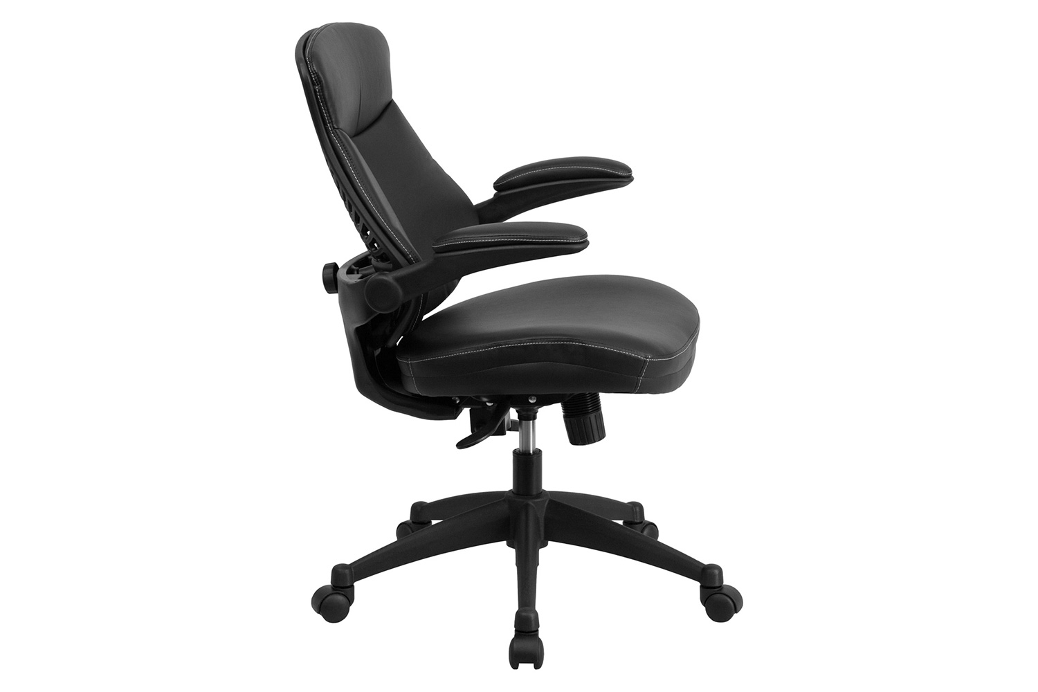 BLNK - Kale LeatherSoft Mid-Back Executive Swivel Ergonomic Office Chair with Back Angle Adjustment and Flip-Up Arms