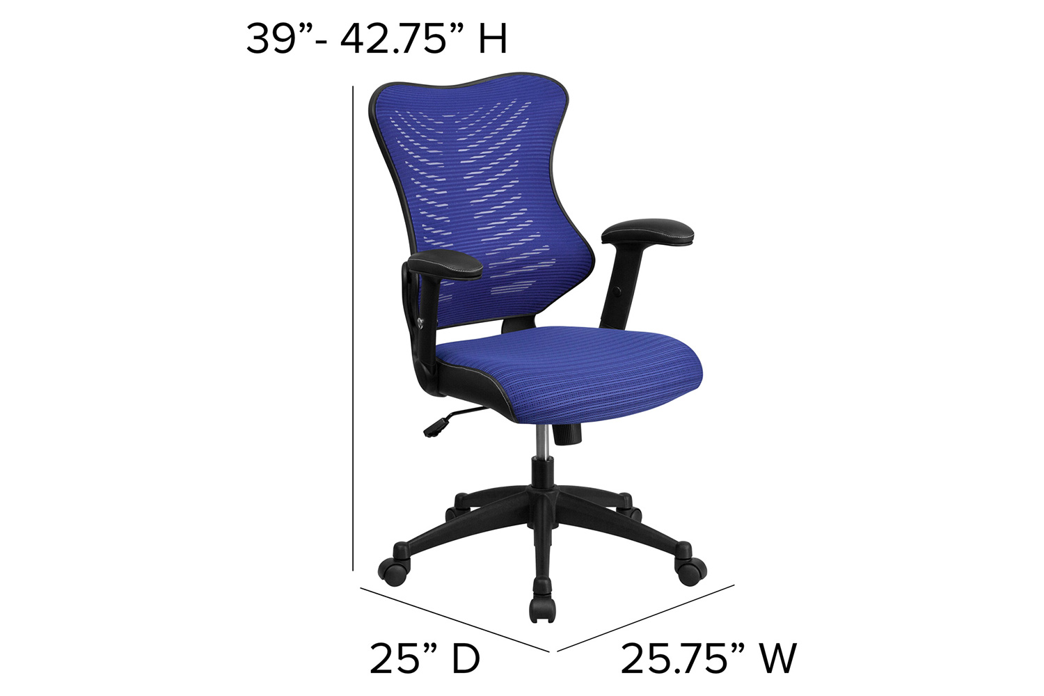 BLNK Kale High-Back Designer Mesh Executive Swivel Ergonomic Office Chair with Adjustable Arms - Blue