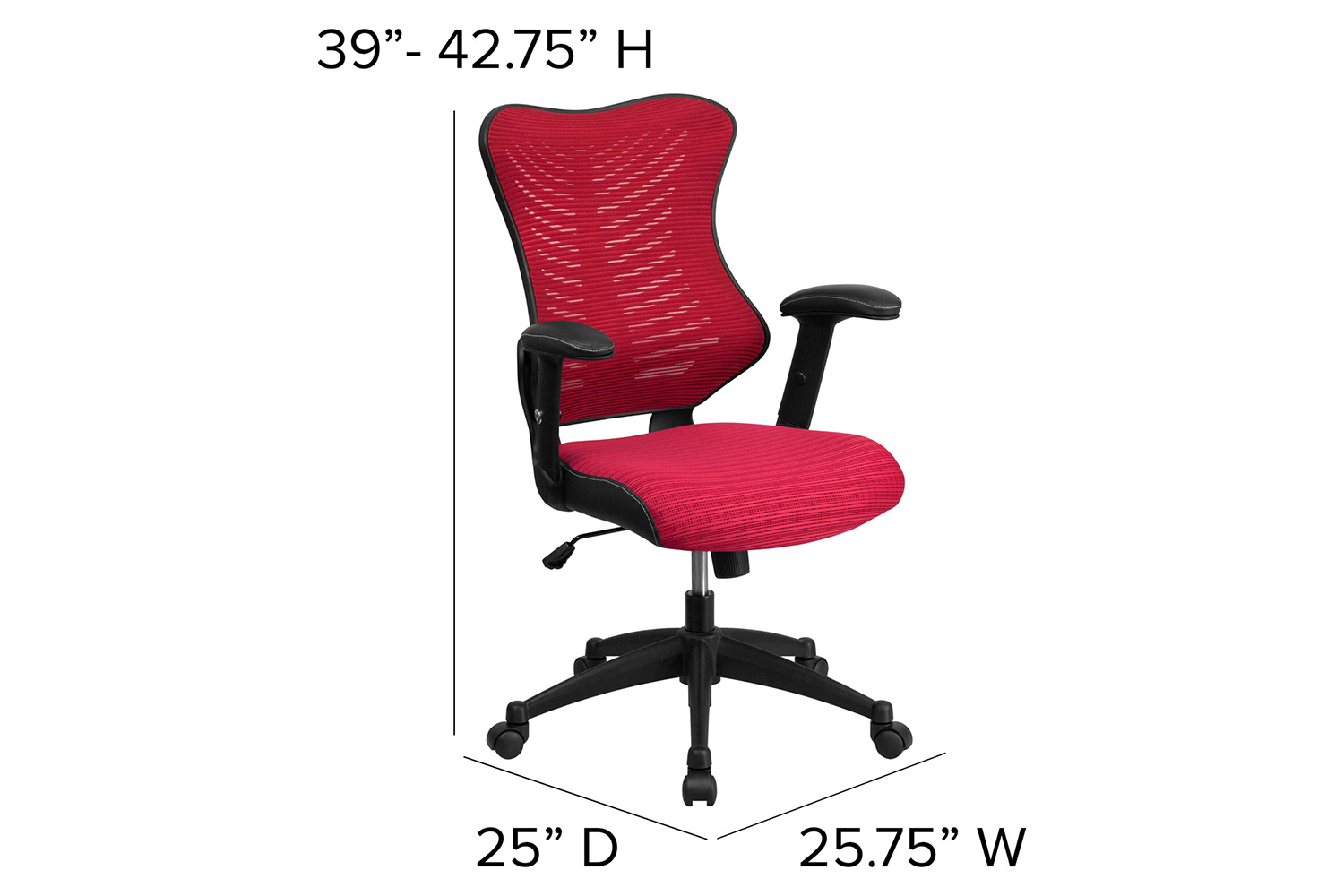 BLNK Kale High-Back Designer Mesh Executive Swivel Ergonomic Office Chair with Adjustable Arms - Burgundy