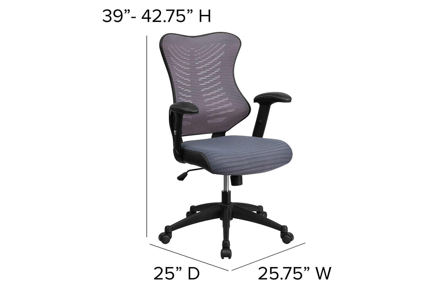 BLNK Kale High-Back Designer Mesh Executive Swivel Ergonomic Office Chair with Adjustable Arms - Gray