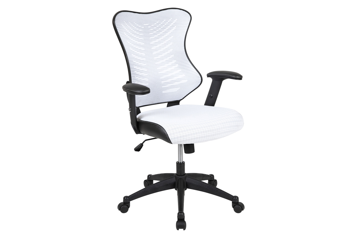 BLNK Kale High-Back Designer Mesh Executive Swivel Ergonomic Office Chair with Adjustable Arms - White