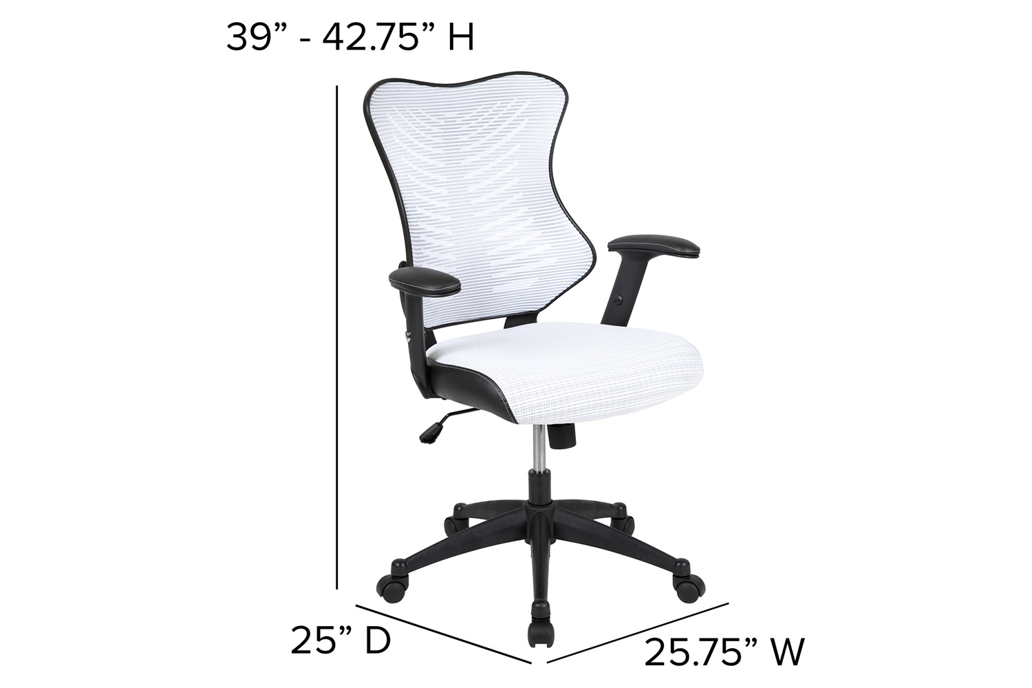 BLNK Kale High-Back Designer Mesh Executive Swivel Ergonomic Office Chair with Adjustable Arms - White