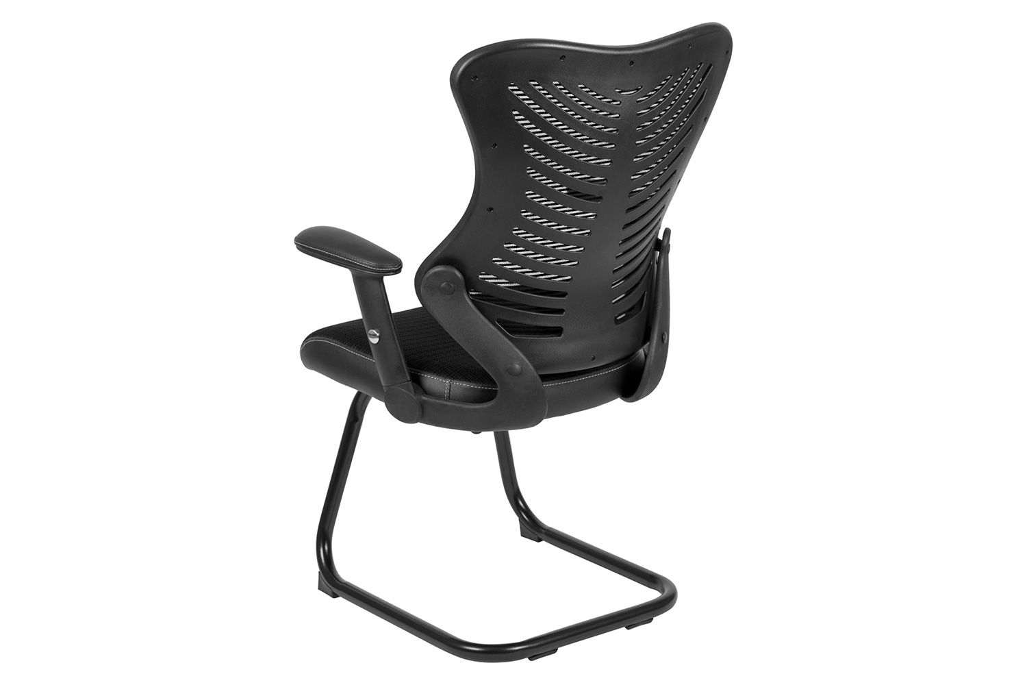 BLNK - Kale Designer Mesh Sled Base Side Reception Chair with Adjustable Arms