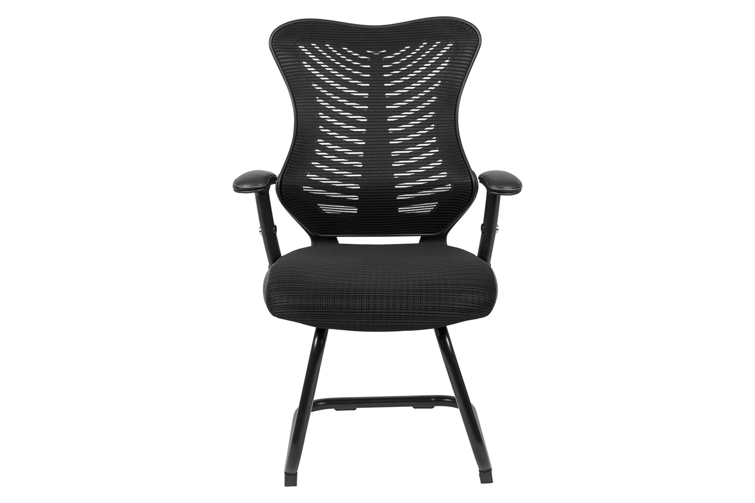 BLNK - Kale Designer Mesh Sled Base Side Reception Chair with Adjustable Arms