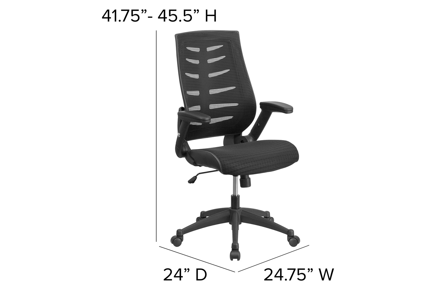 BLNK - Kale High-Back Designer Mesh Executive Swivel Ergonomic Office Chair with Height Adjustable Flip-Up Arms