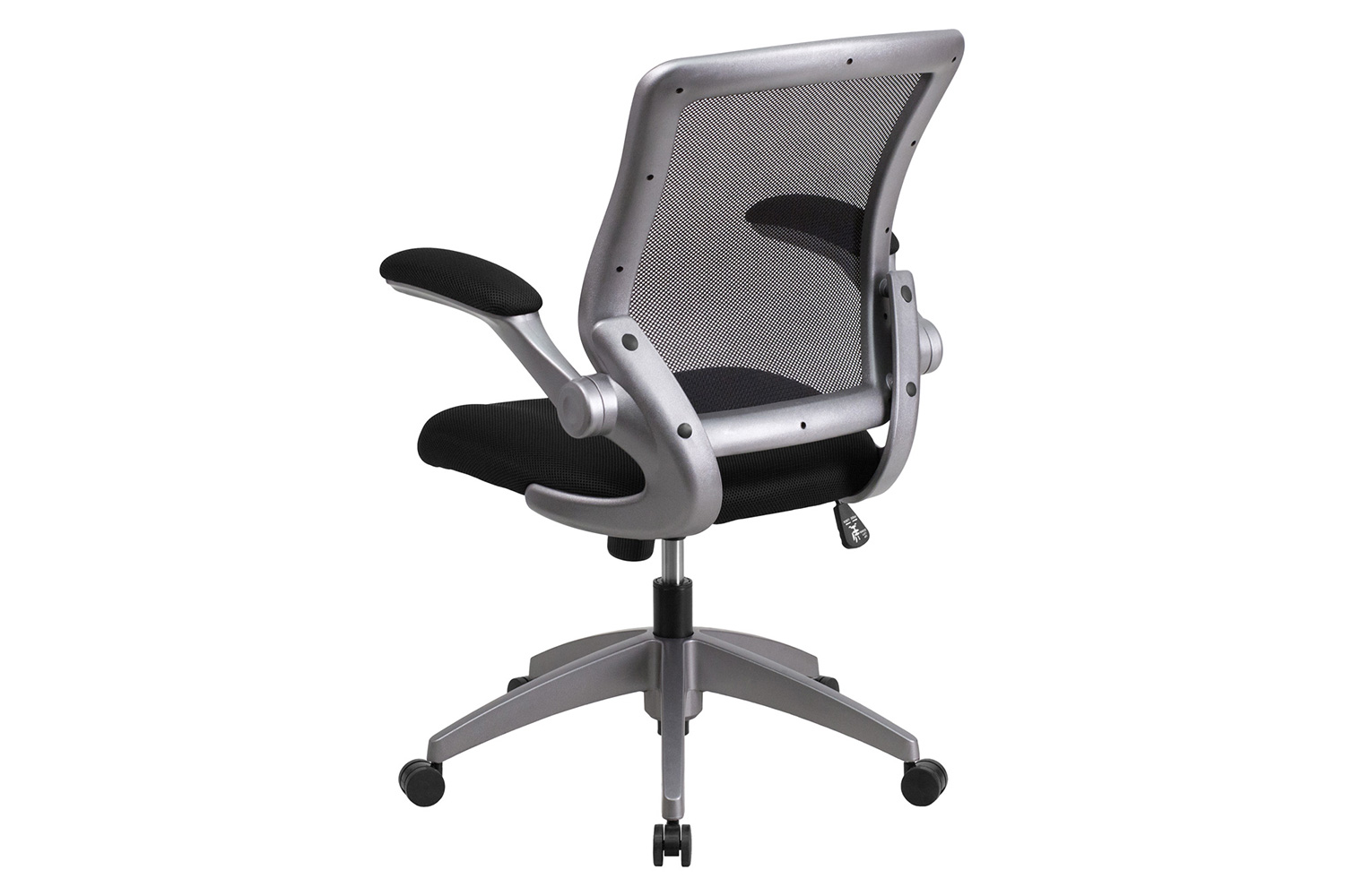 BLNK Kale Mid-Back Mesh Swivel Ergonomic Task Office Chair with Gray Frame and Flip-Up Arms - Black