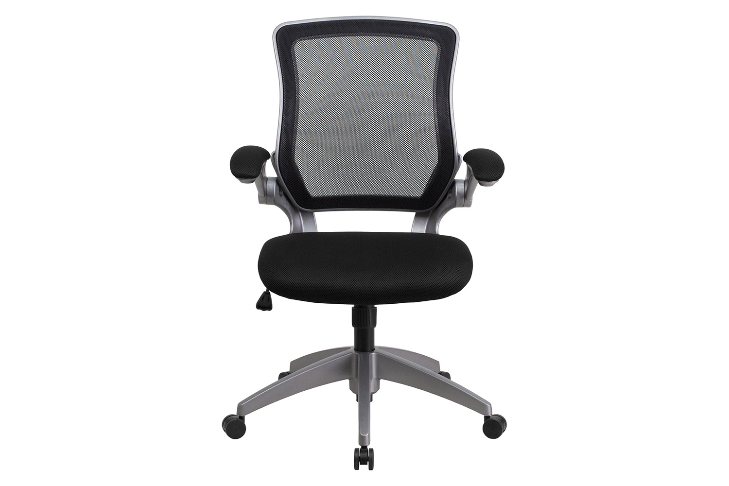 BLNK Kale Mid-Back Mesh Swivel Ergonomic Task Office Chair with Gray Frame and Flip-Up Arms - Black