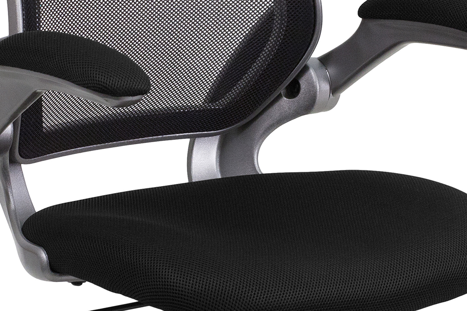 BLNK Kale Mid-Back Mesh Swivel Ergonomic Task Office Chair with Gray Frame and Flip-Up Arms - Black