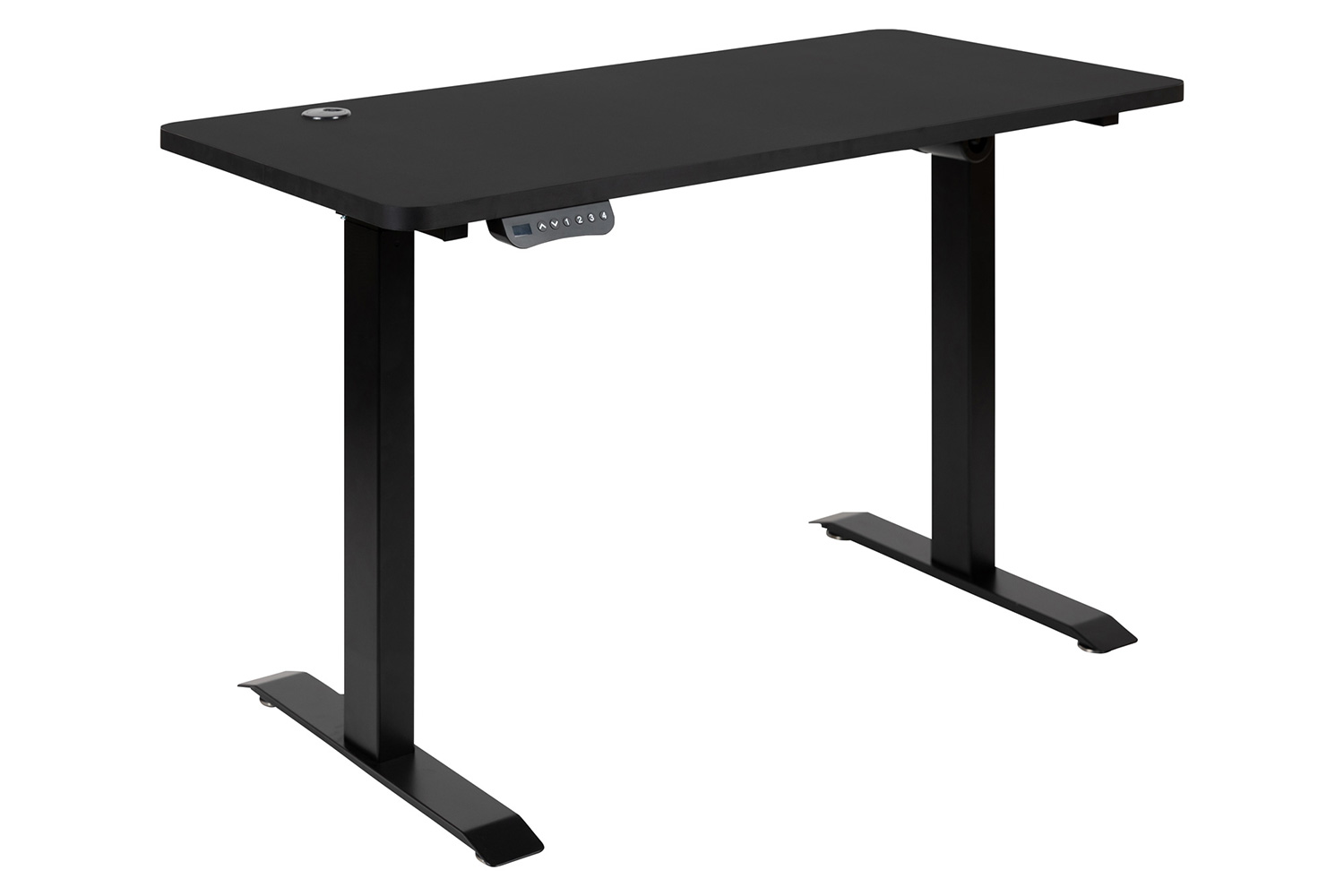 BLNK - Park Wide Black Electric Height Adjustable Standing Desk with Black Mesh Multifunction Executive Swivel Ergonomic Office Chair