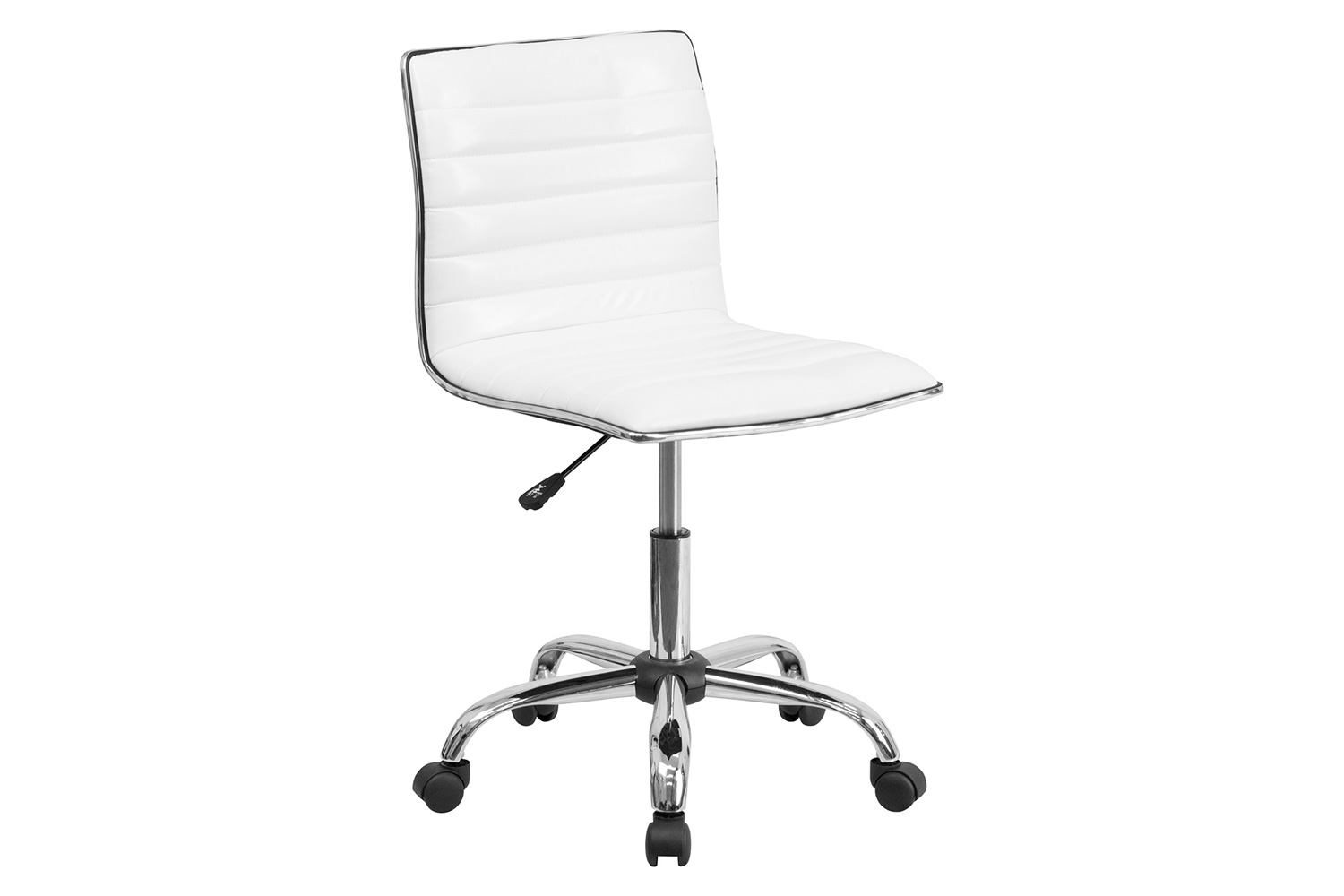 BLNK - Park Wide Black Electric Height Adjustable Standing Desk with Designer Armless White Ribbed Swivel Task Office Chair