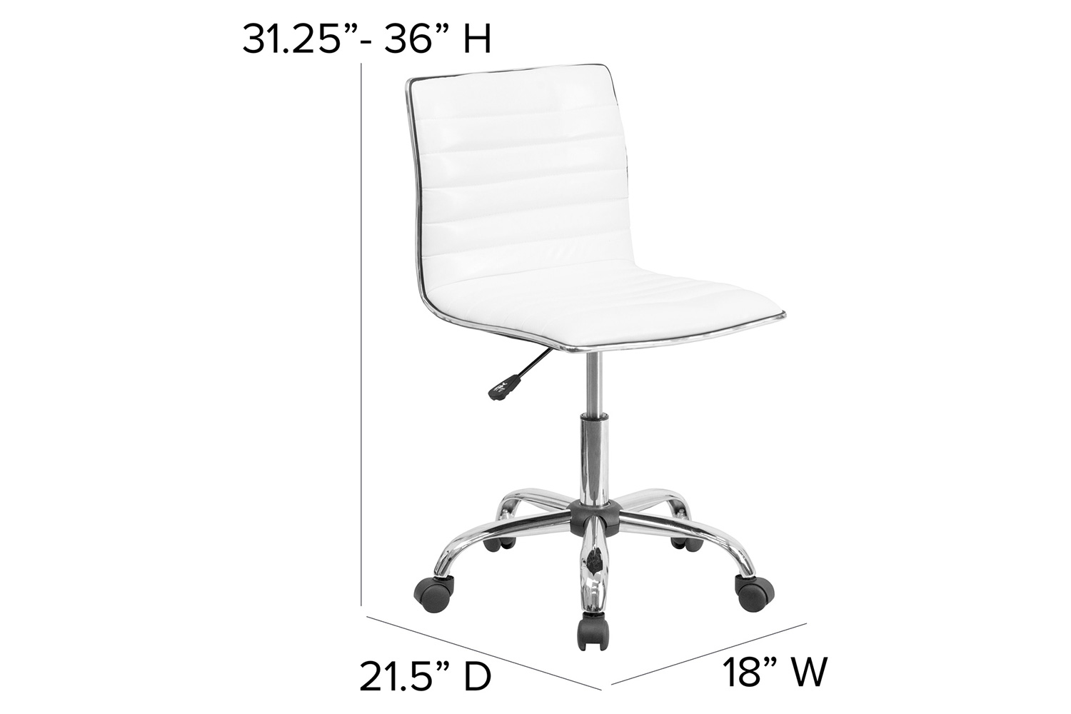 BLNK - Park Wide Black Electric Height Adjustable Standing Desk with Designer Armless White Ribbed Swivel Task Office Chair