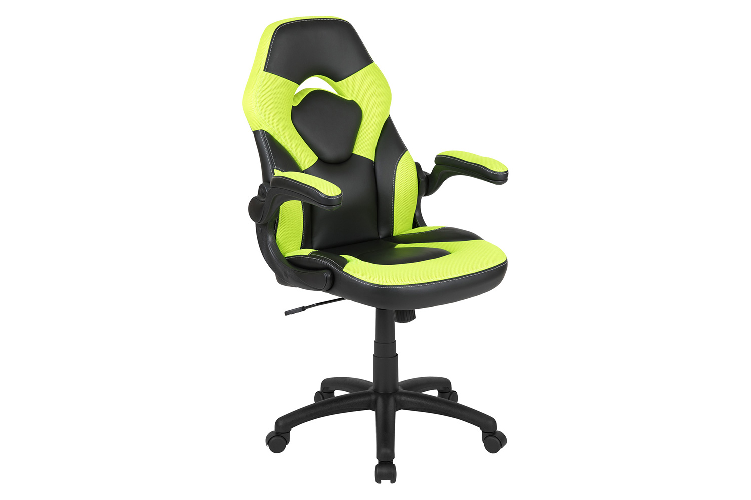 BLNK Optis Gaming Desk and Racing Chair Set with Cup Holder, Headphone Hook, Removable Mouse Pad Top and 2 Wire Management Holes - Green/Black