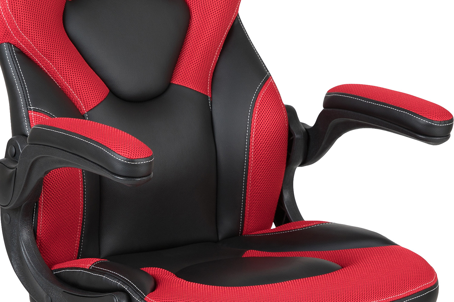 BLNK Optis Red Gaming Desk and Racing Chair Set with Cup Holder and Headphone Hook - Red/Black