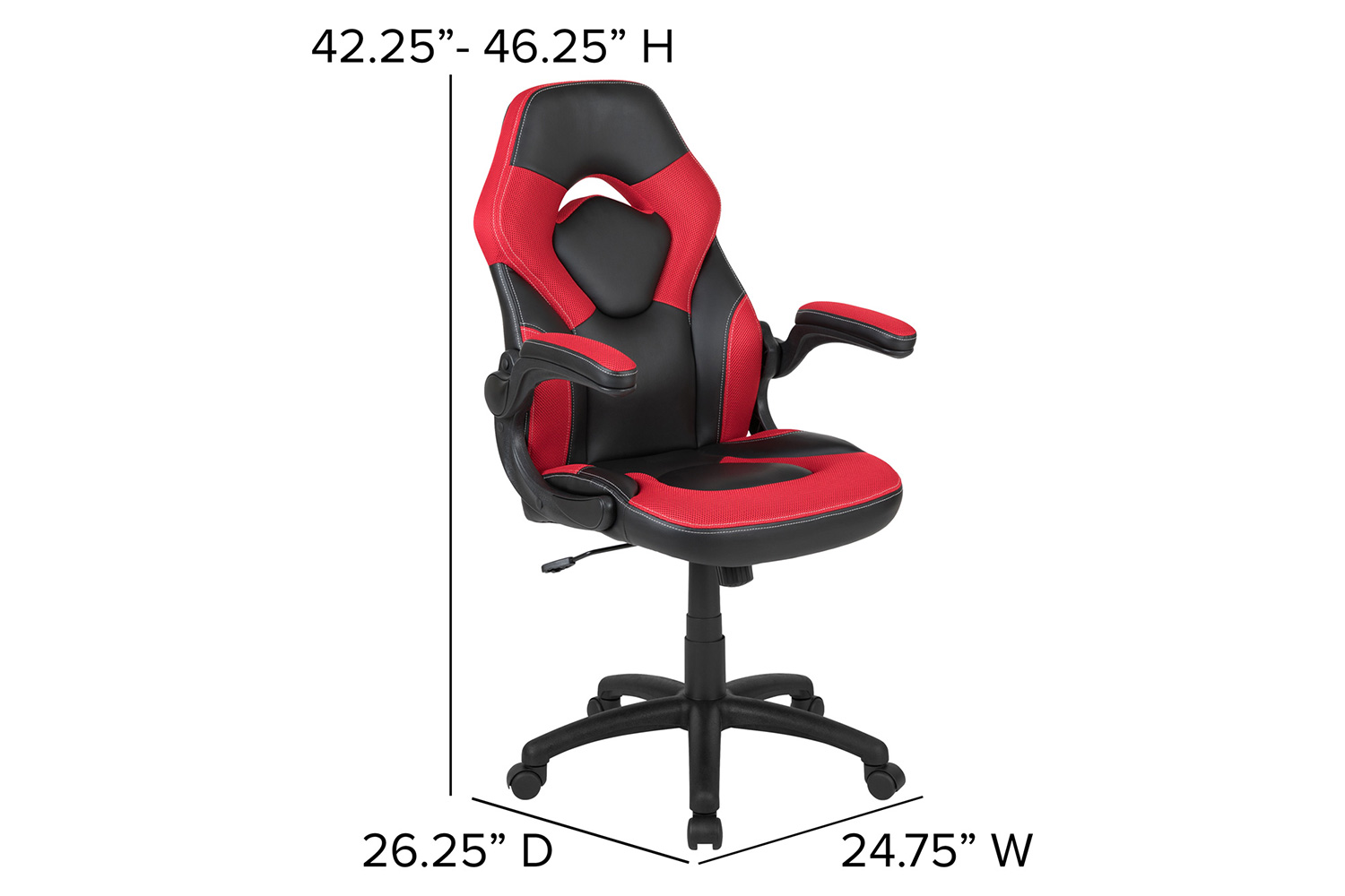 BLNK Optis Red Gaming Desk and Racing Chair Set with Cup Holder and Headphone Hook - Red/Black