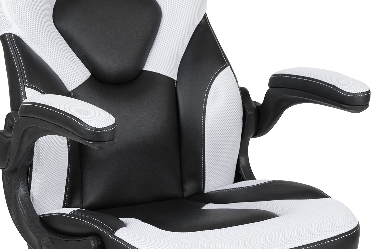 BLNK Optis Red Gaming Desk and Racing Chair Set with Cup Holder and Headphone Hook - White/Black