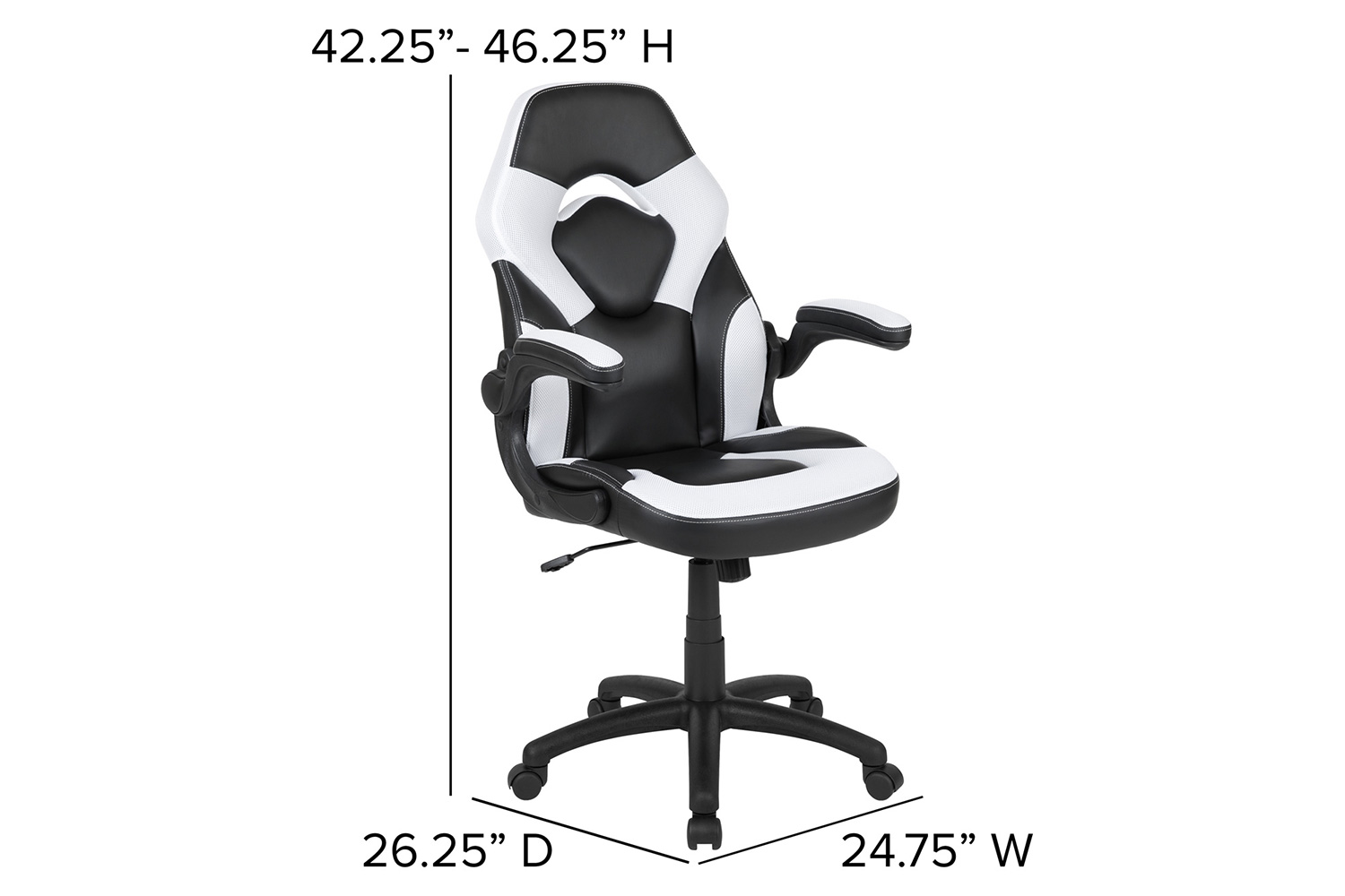 BLNK Optis Red Gaming Desk and Racing Chair Set with Cup Holder and Headphone Hook - White/Black