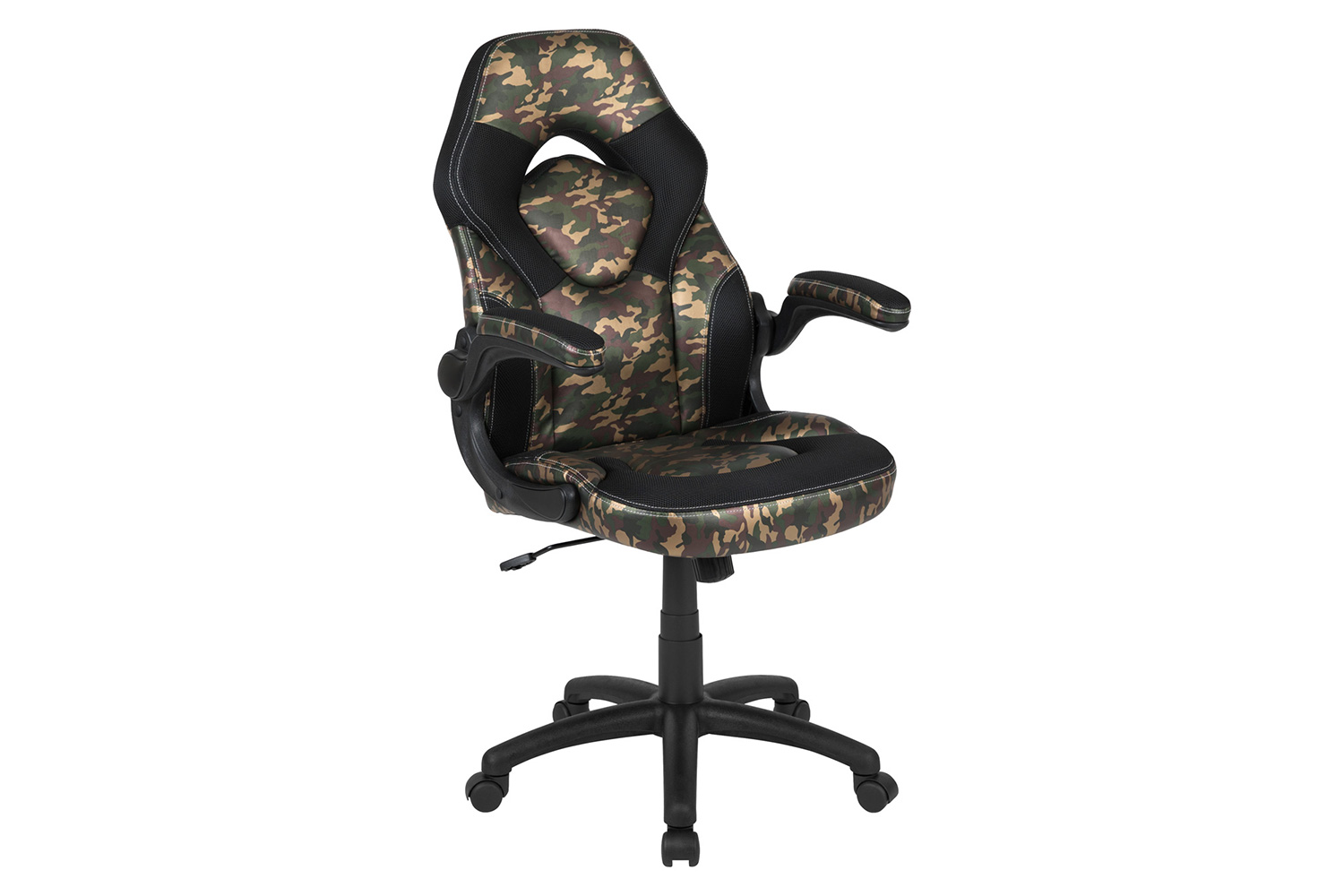 BLNK Optis Black Gaming Desk and Racing Chair Set with Cup Holder, Headphone Hook and Monitor/Smartphone Stand - Camouflage