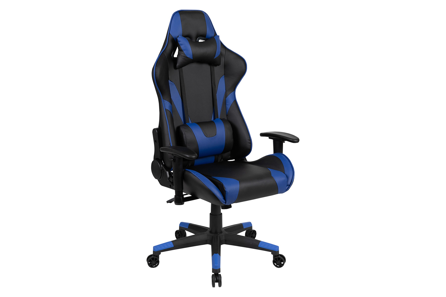 BLNK Optis Black Gaming Desk and Reclining Gaming Chair Set with Cup Holder, Headphone Hook and 2 Wire Management Holes - Blue