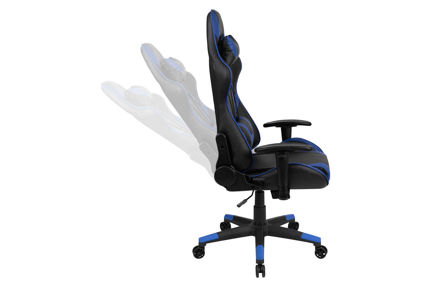 BLNK Optis Black Gaming Desk and Reclining Gaming Chair Set with Cup Holder, Headphone Hook and 2 Wire Management Holes - Blue