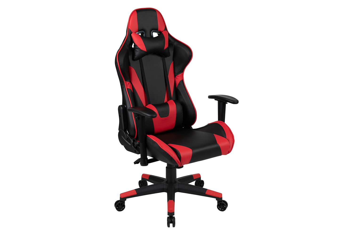 BLNK Optis Black Gaming Desk and Reclining Gaming Chair Set with Cup Holder, Headphone Hook and 2 Wire Management Holes - Red